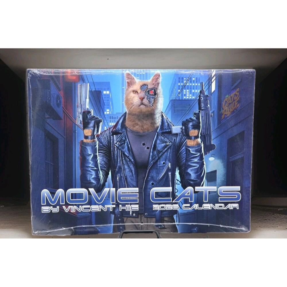Movie Cats 2026 Wall Calendar Vincent Hie Film Parody 12 Month Wall Decor New